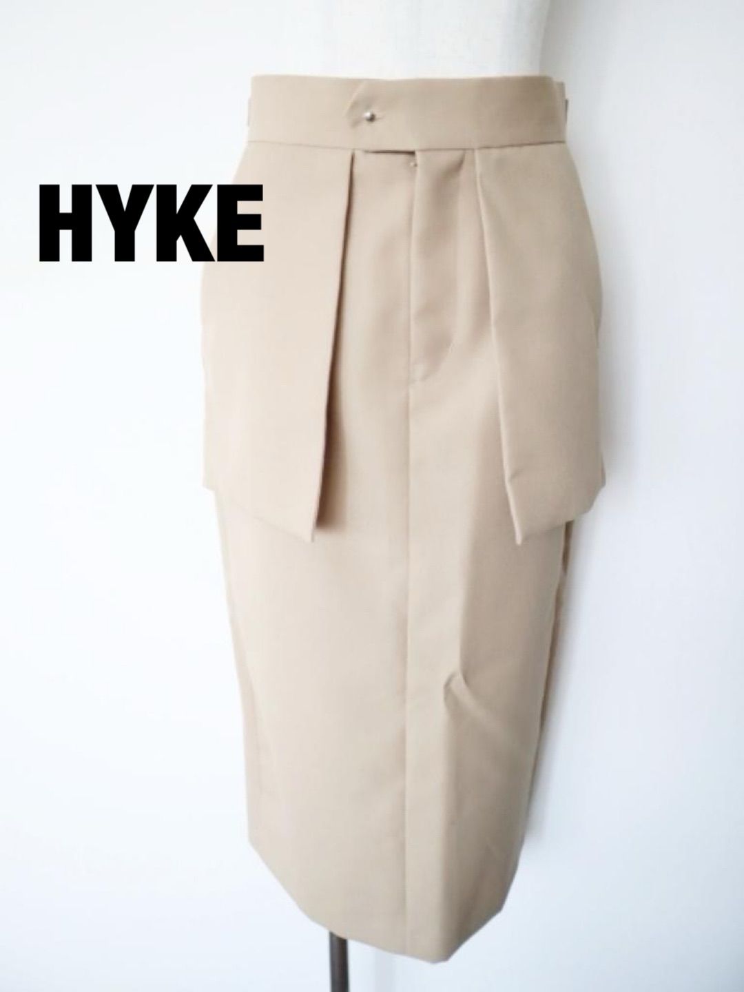 2025年製 HYKE ハイク DOESKIN MIDI SKIRT 定価44 000円 日本製 Mサイズ ベージュ ロングスカート め 上品 み 6461591