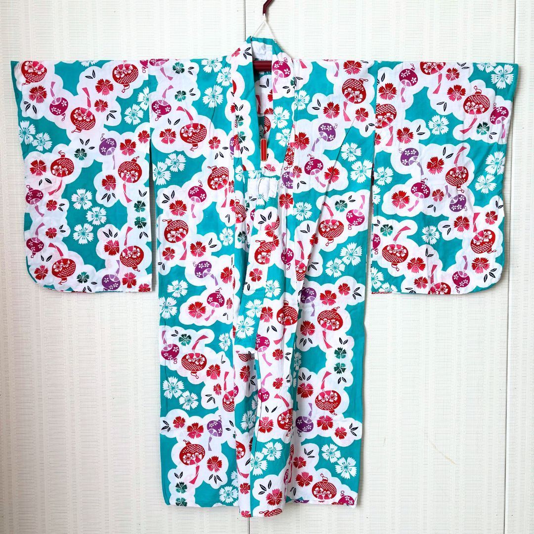 女の子浴衣 2点セット浴衣 帯 セット レトロ柄 写真映え 人とかぶらない 綿浴衣 夏祭り 盆踊り簡単着付 yukata girl s 姉妹コーデ 双子コーデ