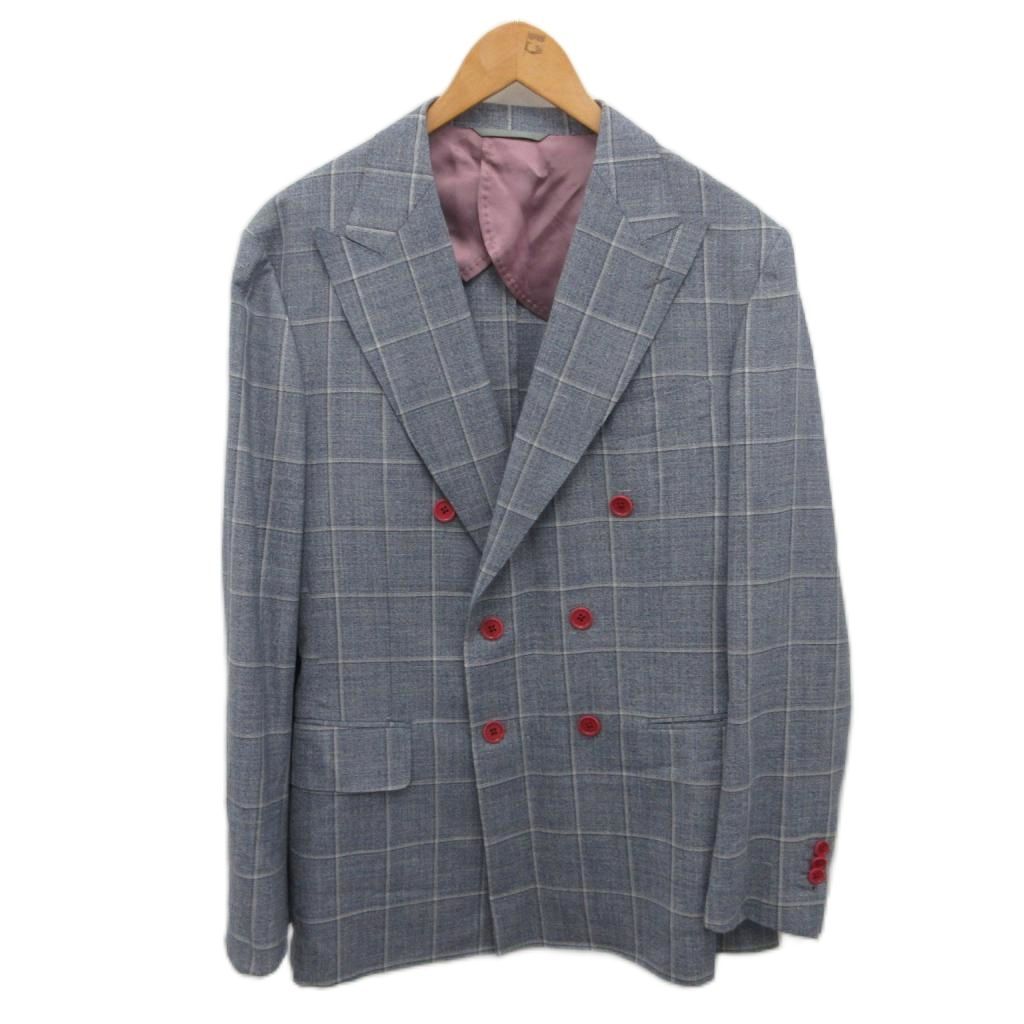 【中古】ウィズダムツール ロロピアーナ 美品 テーラードジャケット ブレザー ダブル 2B 絹 シルク混 麻 リネン混 ウィズダムツール wisdom tool ロロピアーナ Loro Piana 美品