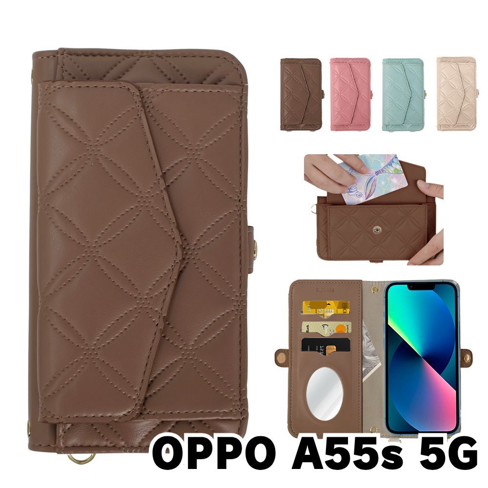 新品未使用】 OPPO A55s 5G オッポ ストラップ付き 手帳型スマホ