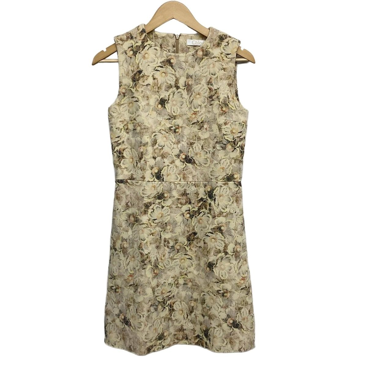 Chloe クロエ ワンピース サイズ36 S レディース - ベージュ×ピンク×マルチ ノースリーブ|ひざ丈|花柄