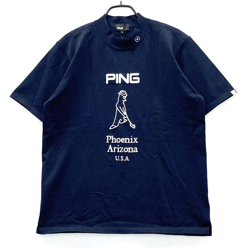 サイズ LL PING ピン 2025年モデル 半袖ニットセーター ネイビー系 ゴルフウェア メンズ ストスト