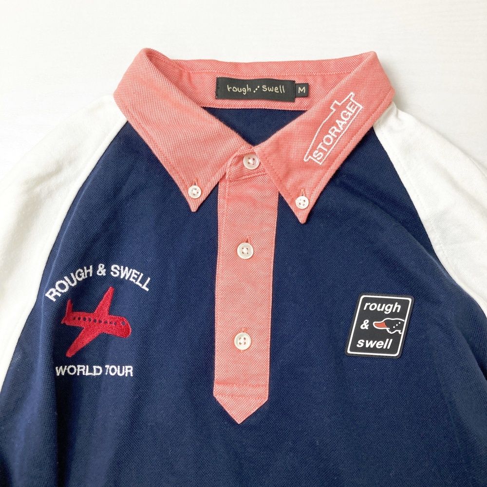サイズ：M ROUGH&SWELL ラフアンドスウェル 長袖ポロシャツ ボタン