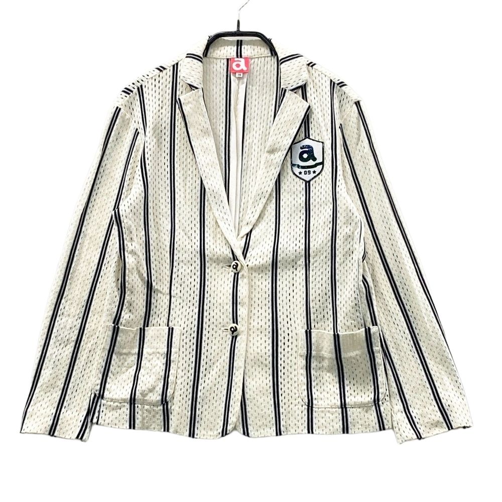 サイズ 38 アルチビオ メッシュ ジャケット ストライプ柄 ベージュ系 ゴルフウェア レディース ストスト