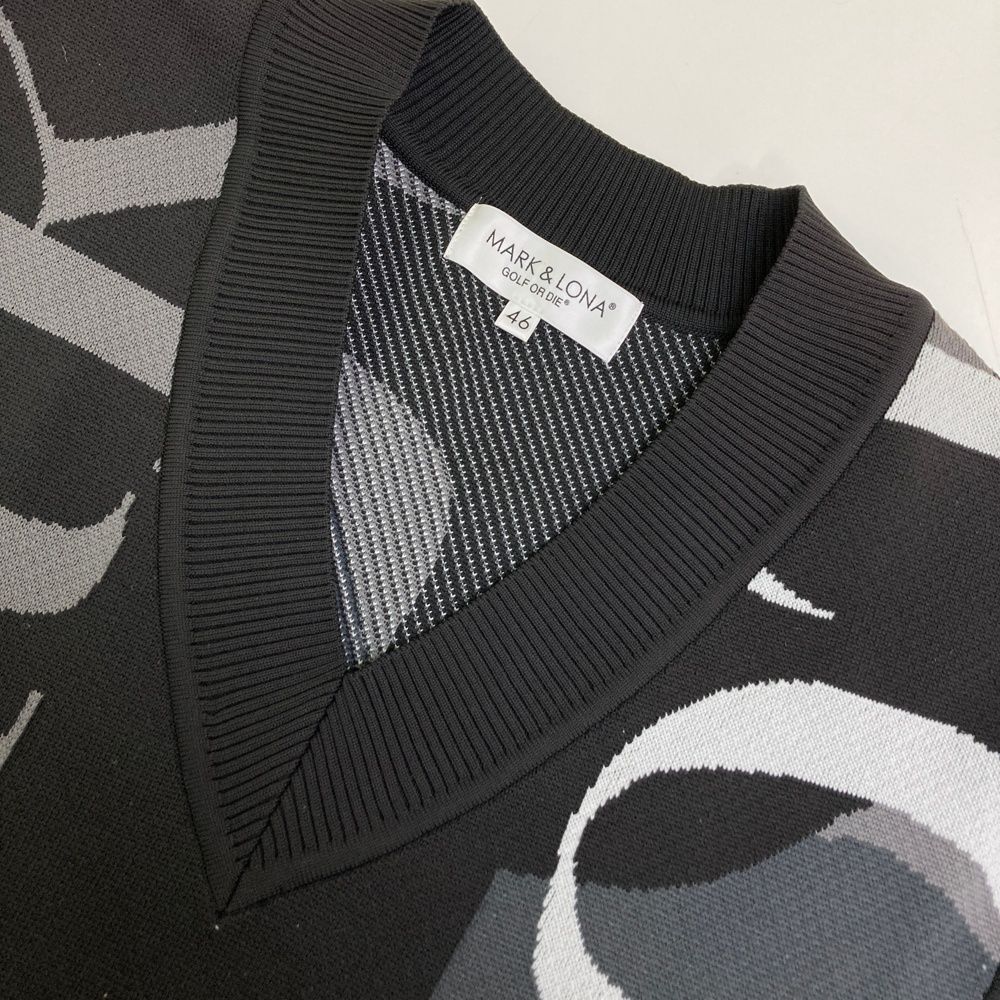サイズ：46 MARK&LONA マークアンドロナ ニットベスト 総柄 ブラック系