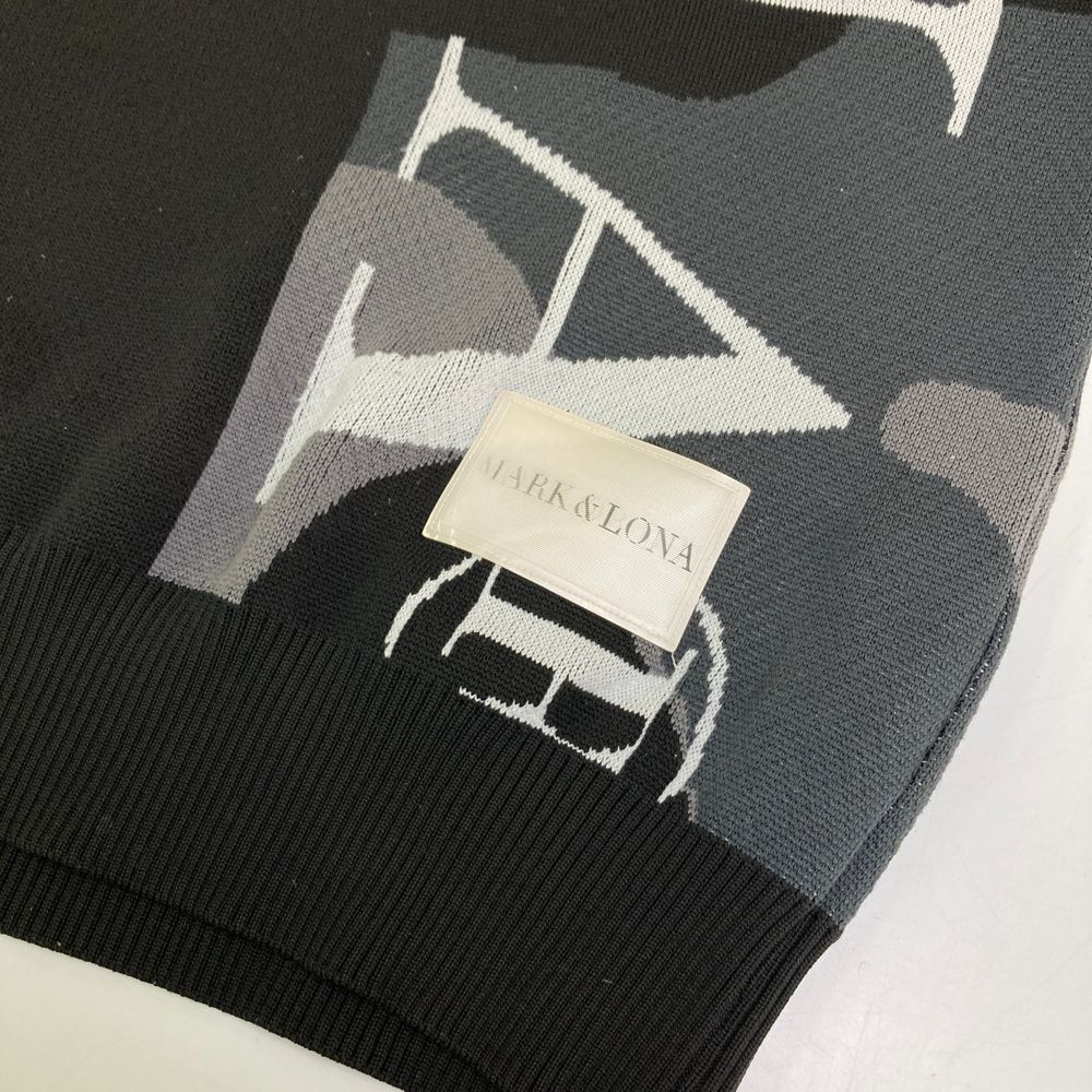 サイズ：46 MARK&LONA マークアンドロナ ニットベスト 総柄 ブラック系