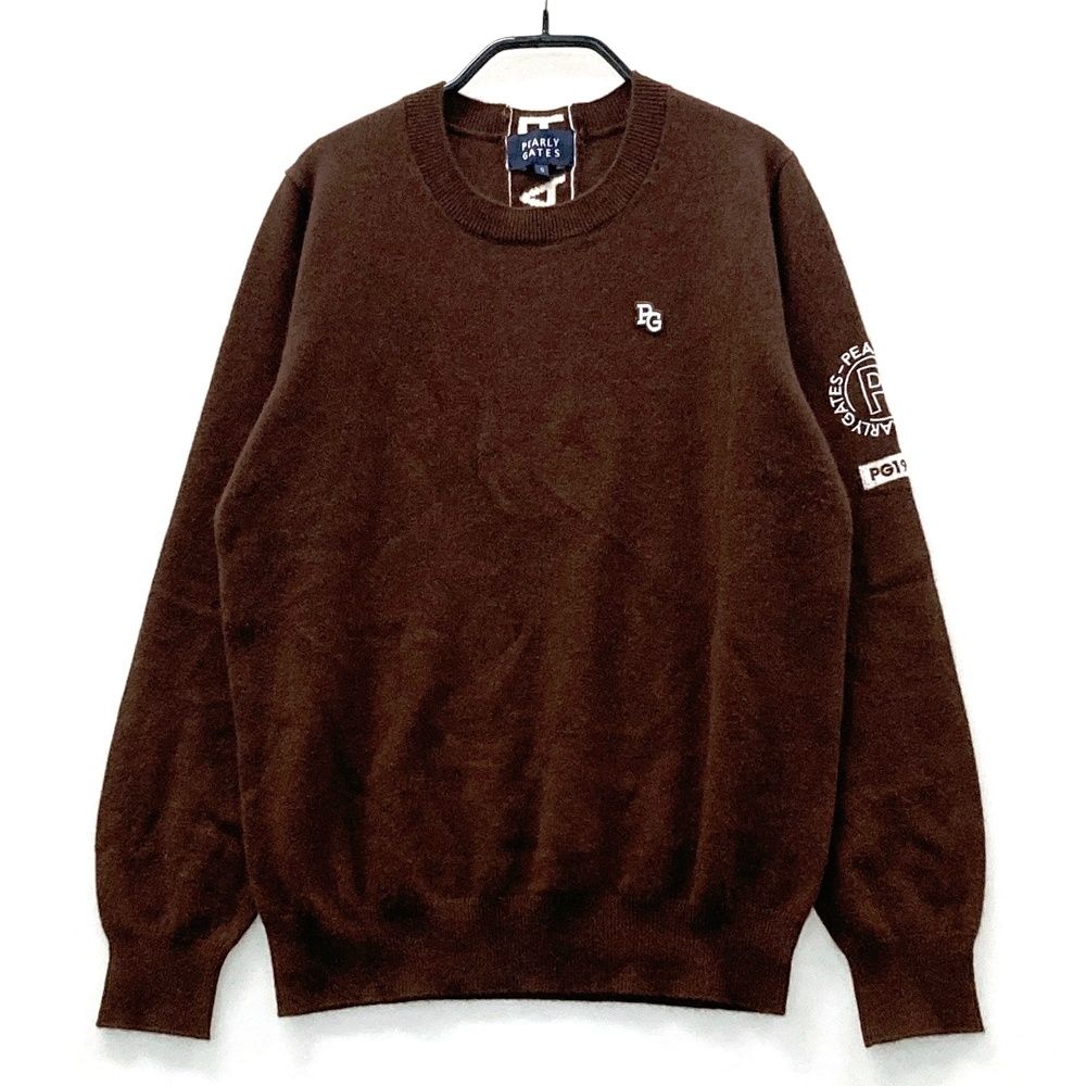 サイズ 0 PEARLY GATES パーリーゲイツ 2025年モデル 長袖ニットセーター カシミヤ ブラウン系 ゴルフウェア レディース ストスト