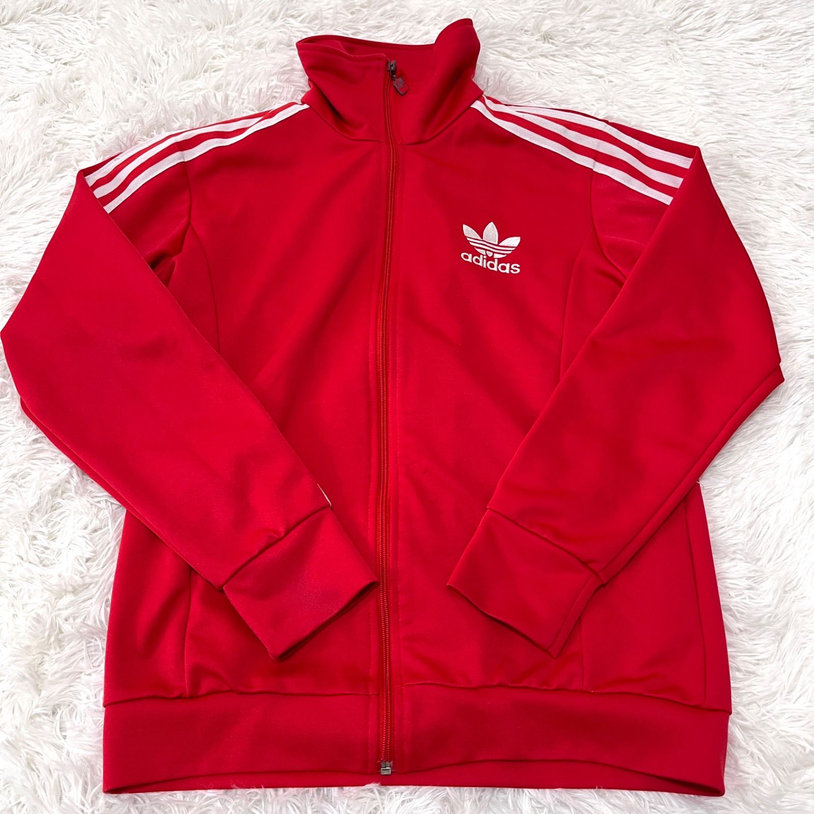 古着 adidas アディダス トラックジャケット レッド スリーストライプ