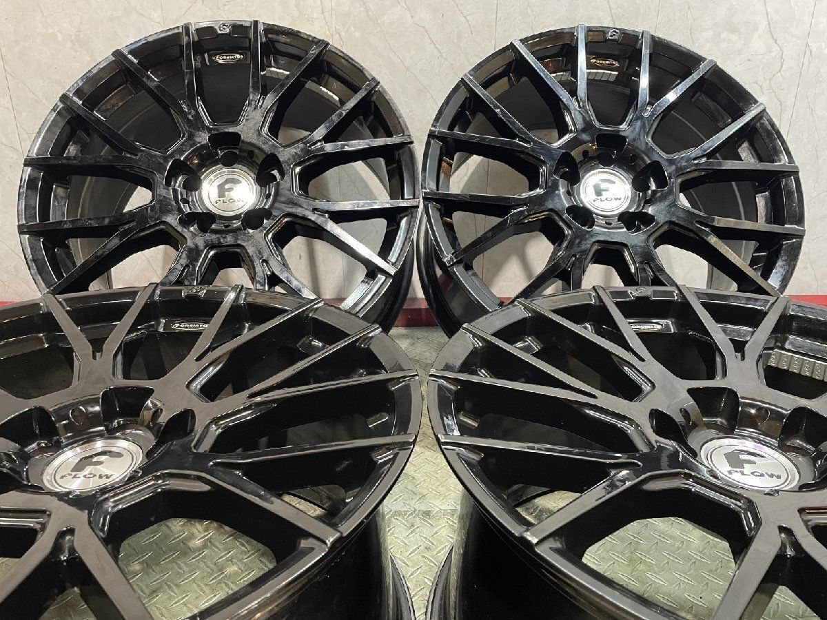 FLOW フォージアート 001 社外ホイール 20インチ 4本 9 J 5 48 ブラック フローティングキャップ アメ鍛 MHC 507