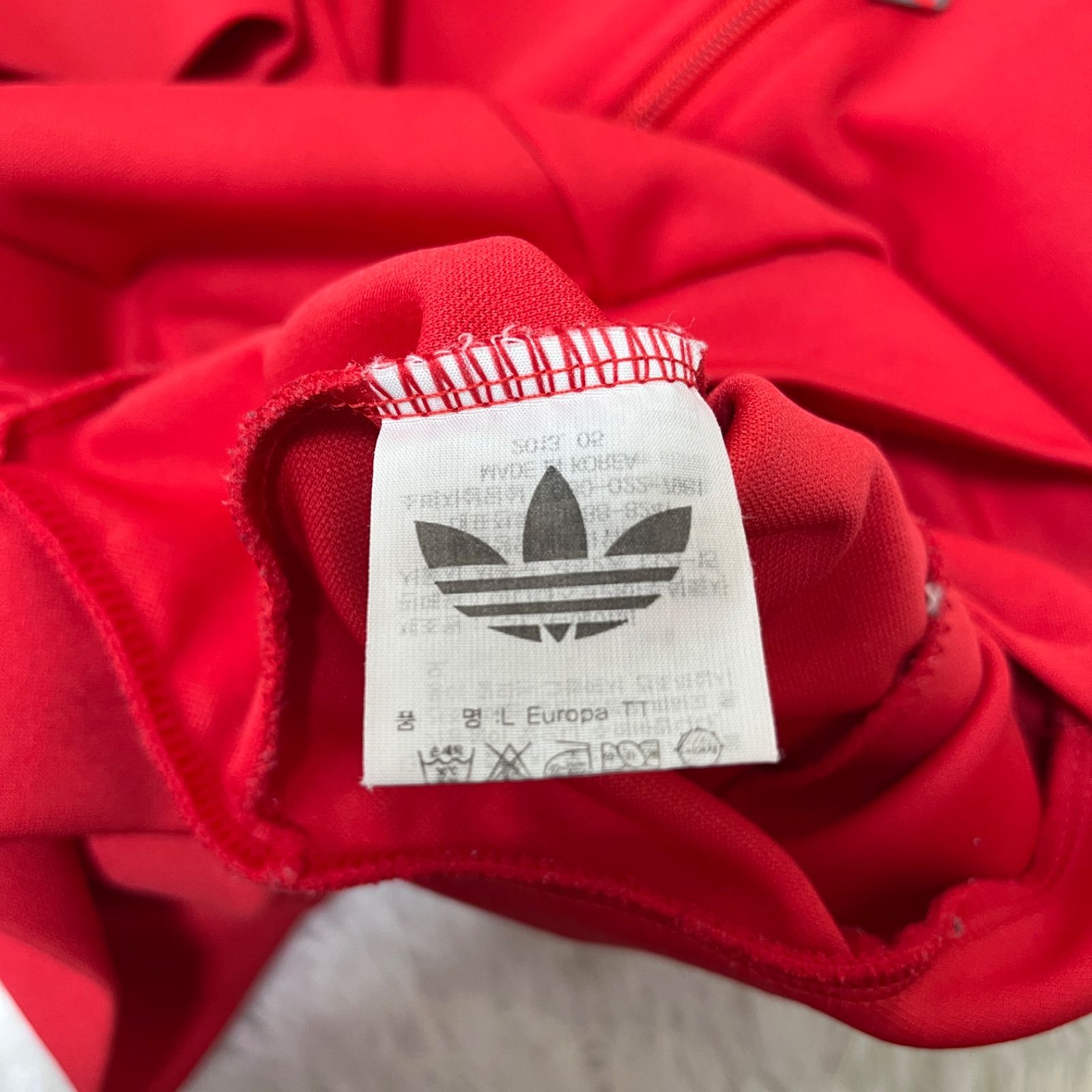 古着 adidas アディダス トラックジャケット レッド スリーストライプ 