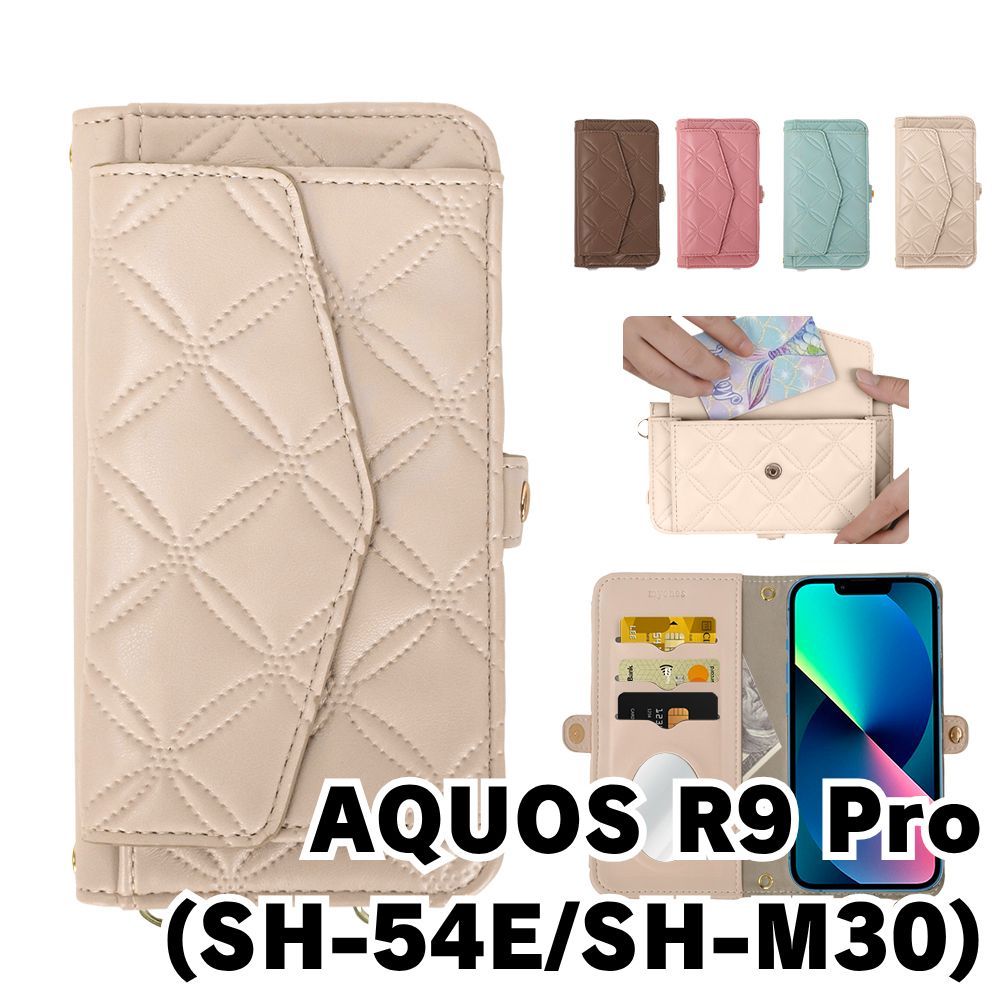 新品未使用】 AQUOS R9 Pro SH-54E SH-M30 ストラップ付き 手帳型
