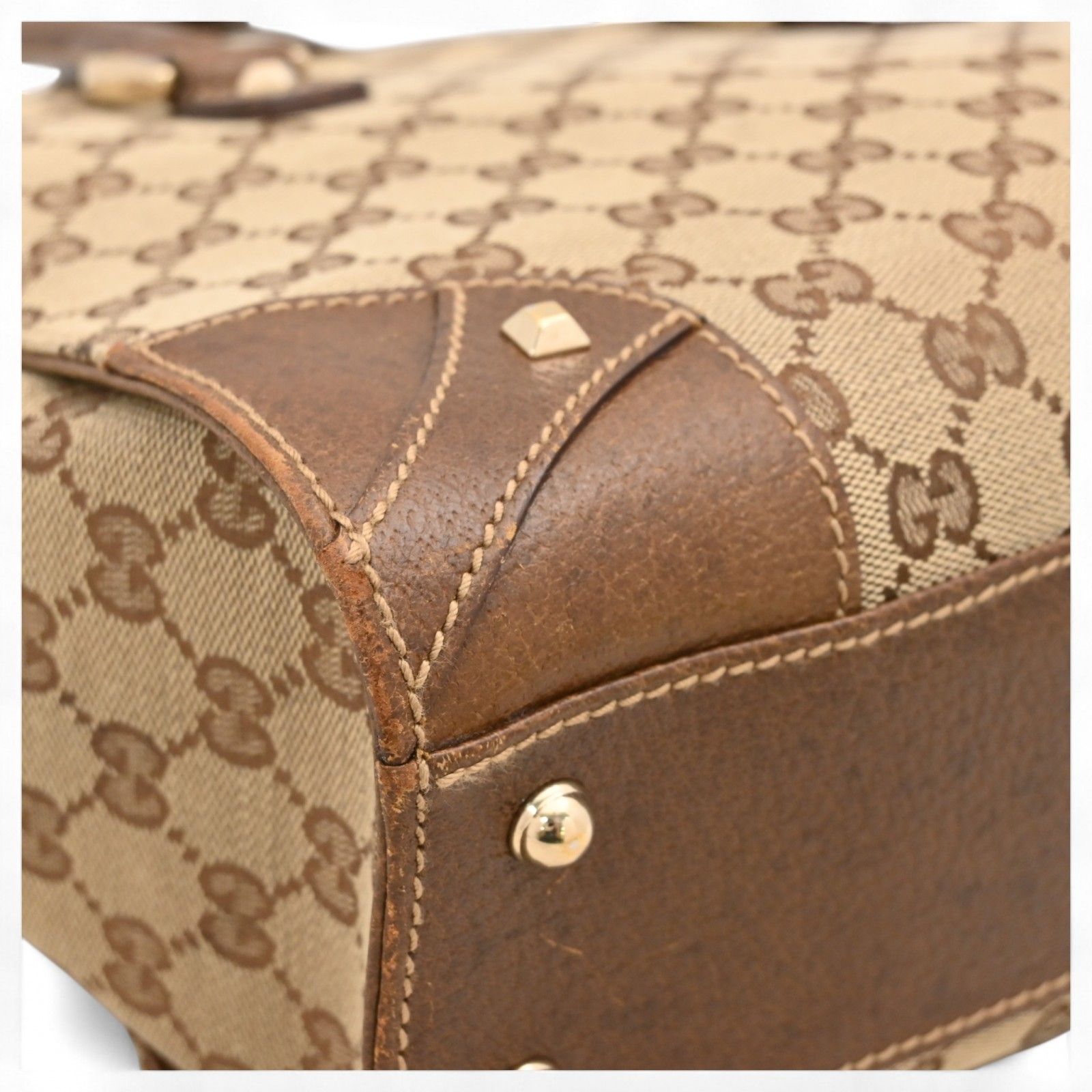 グッチ GGキャンバス ハンドバッグ ブラウン Bランク gu4416cc - メルカリ