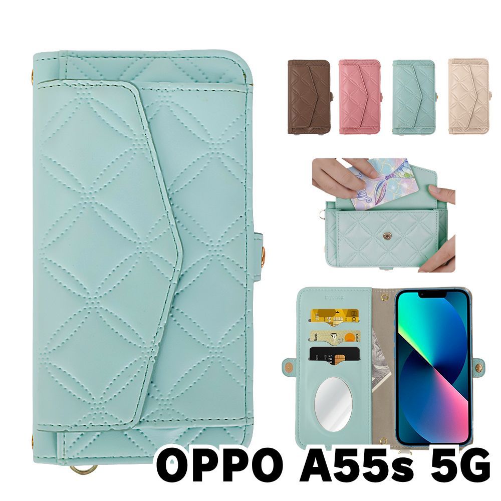 新品未使用】 OPPO A55s 5G オッポ ストラップ付き 手帳型スマホ