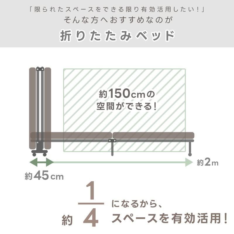  介護 ストッパー付 跳ね上がり防止 キャスター付 簡単組立 コンパクト 指はさみ防止 シングル サイズ 91. . .5 cm ホワイト 耐荷重 約90 kg 14段階リクライニング折りたたみベッド ビータ Vita その他 文房具 事務用品