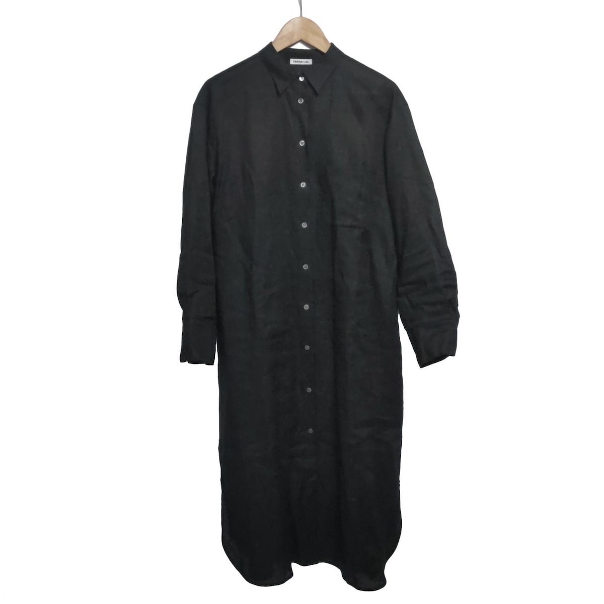 EVERYDAY I LIKE. エブリデイアイライク ワンピース レディース - 黒 レギュラーカラー|長袖|マキシ丈|麻|シャツワンピ