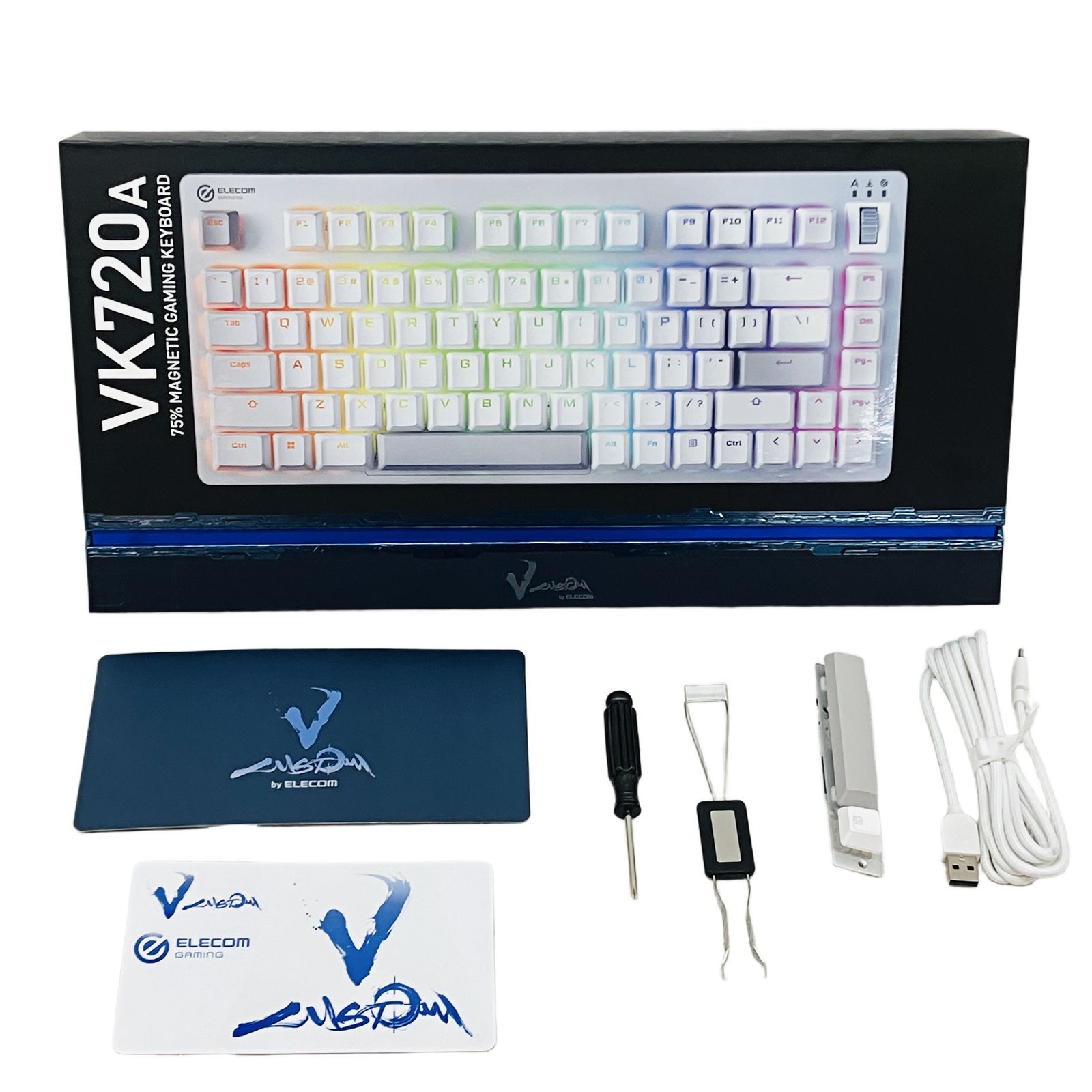 Elecom VK720A ホワイト ラピッドトリガー　キーボード エレコム、ラピッドトリガー対応＆75％サイズのゲーミングキーボード