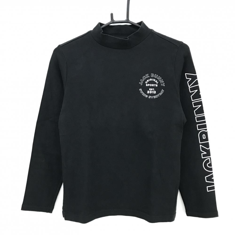 新品■19,800円【ジャックバニー】 0/S レディース　長袖　ハイネック ジャックバニー 長袖ハイネックシャツ 黒×白 袖ロゴプリント