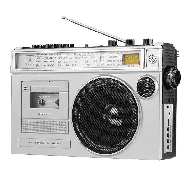 WINTECH 大型モノラルラジカセ ワイドFM対応 | Bluetooth対応 シルバー SCT-MB 300 ♥