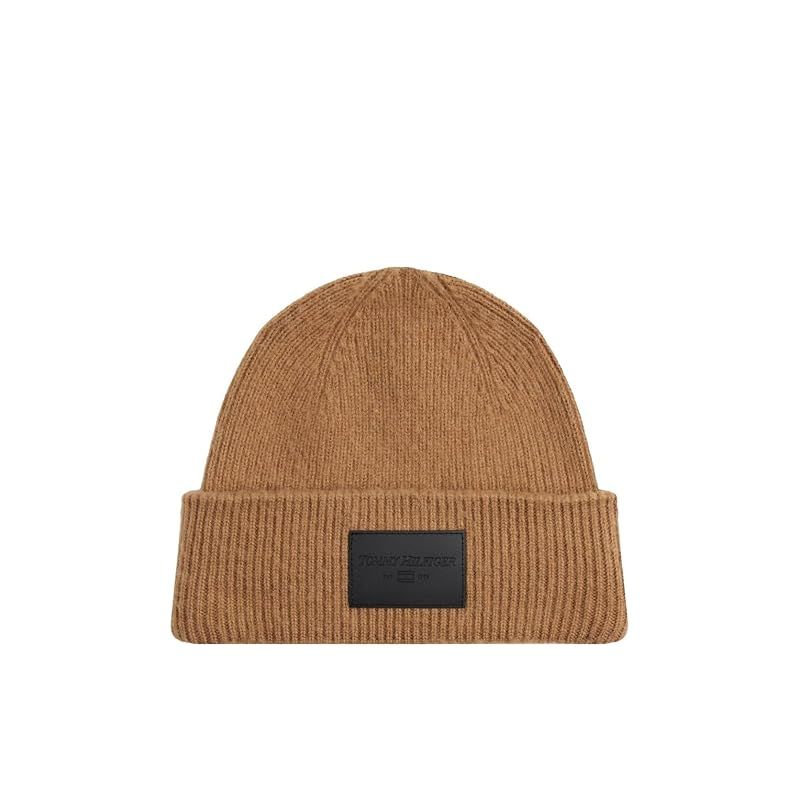 トミーヒルフィガー レザーパッチビーニー AM 13590 ライトブラウンGWA