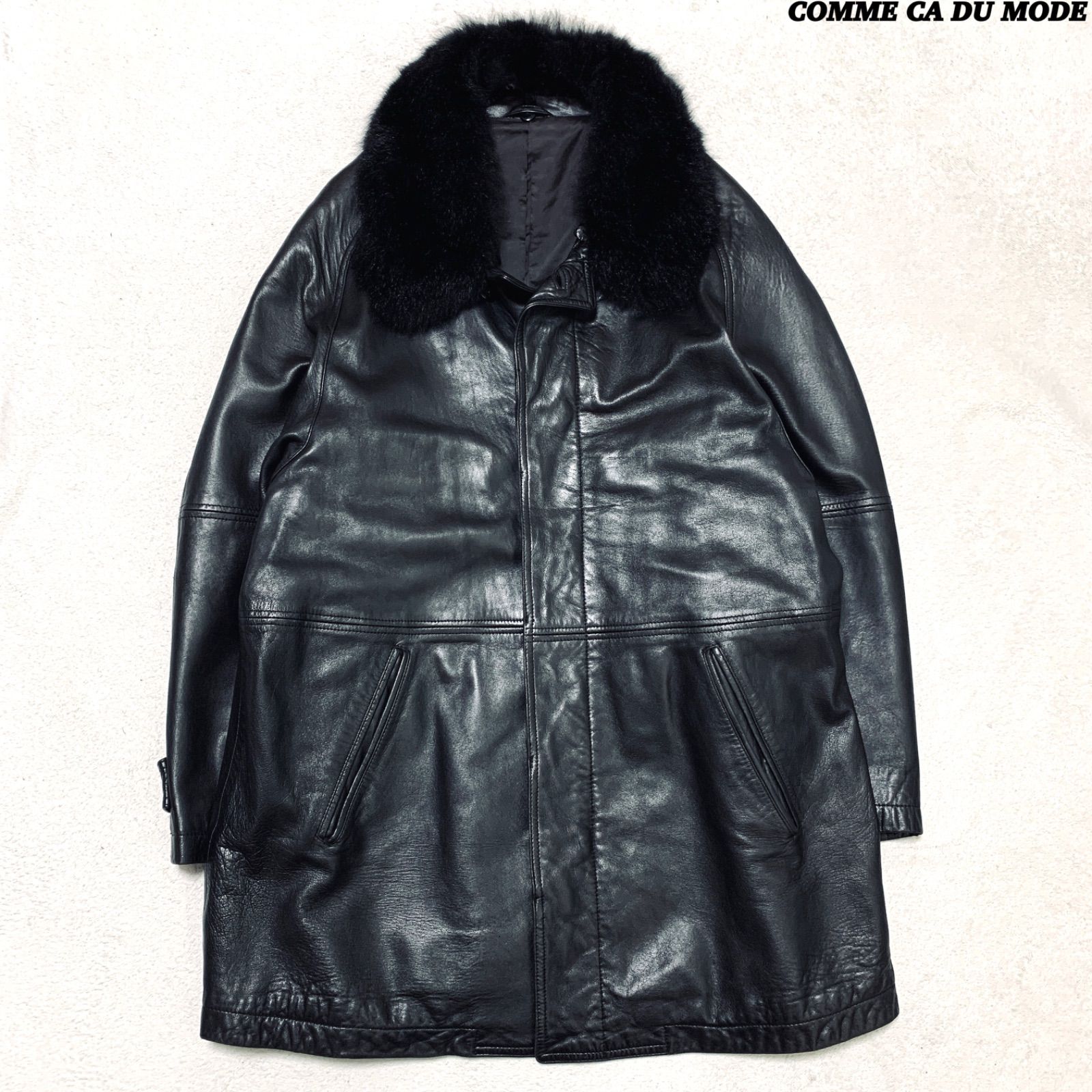 COMME CA DU MODE MEN レザーカーコート バルマカーンコート