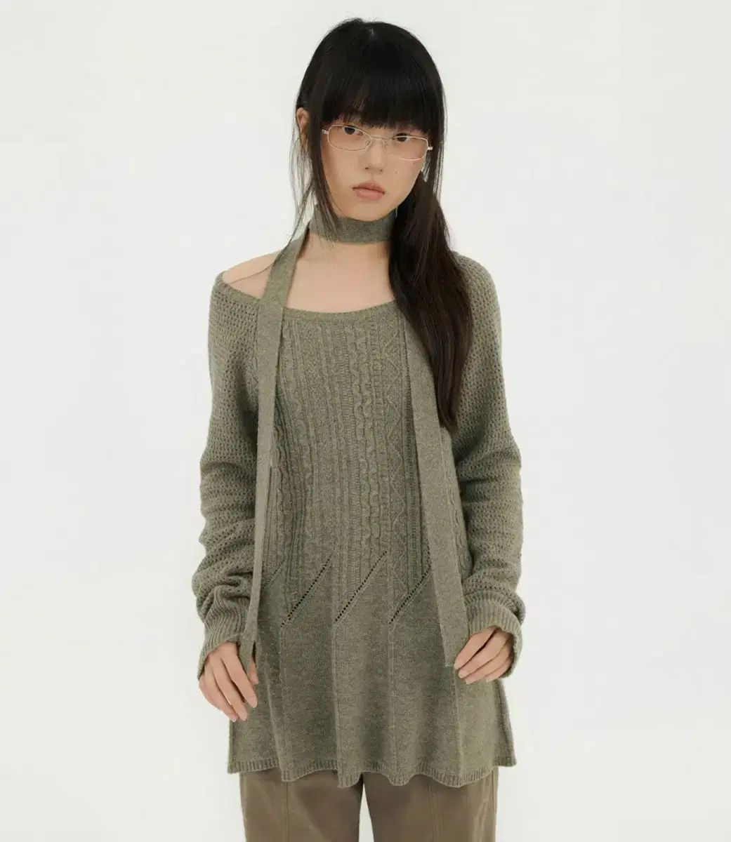 ミレコ ケーブル ニット ONE PIECE グレー