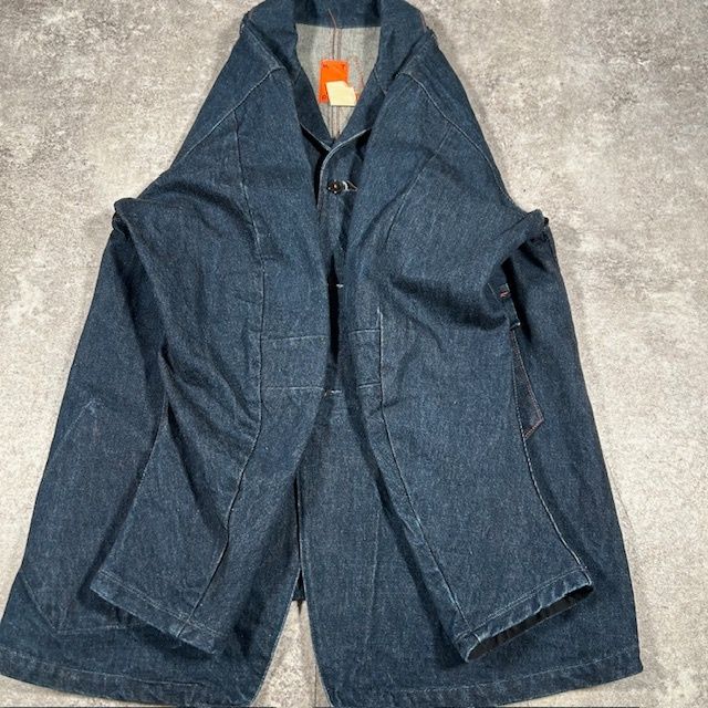 KATO' 代表作 美品 濃紺 3D デニム カバーオール ジャケット 立体裁断 KATO カトー 立体裁断 3Dデニムジャケット インディゴブルー