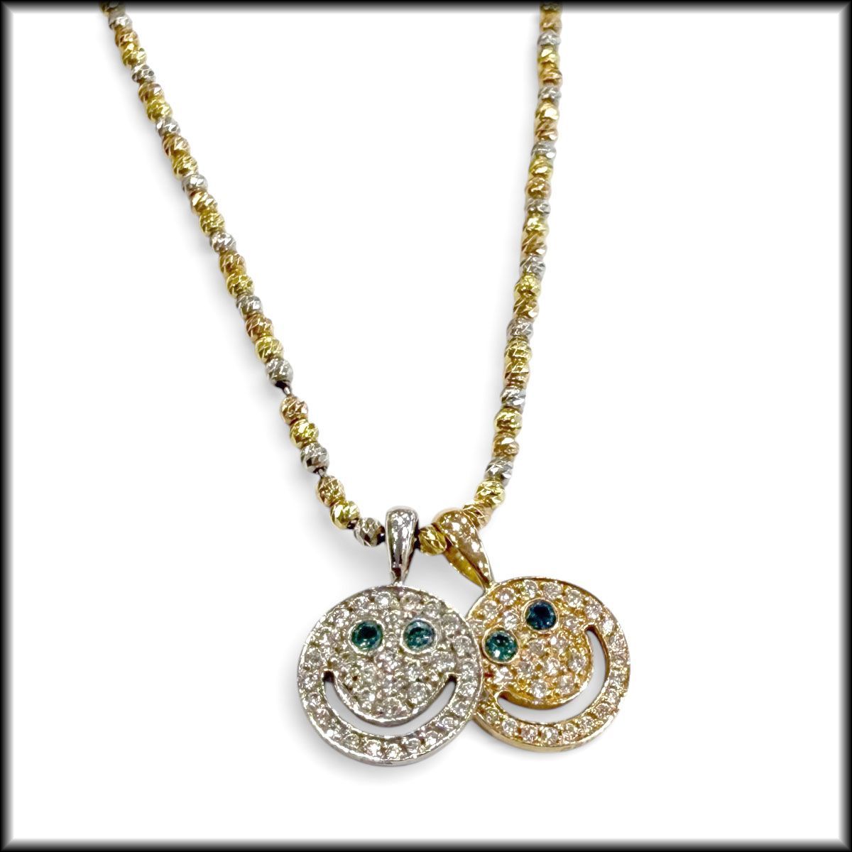 ◇ネックレス◇K18 ダイヤモンド スマイル ダブルペンダント 総重量