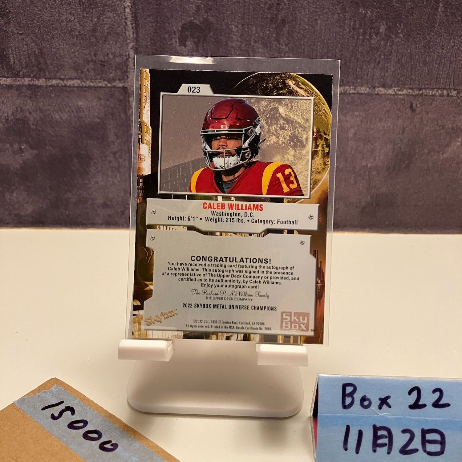2025 Upper Deck Caleb Williams 直筆サインカード USC Trojans SkyBox Metal Universe Champions カード