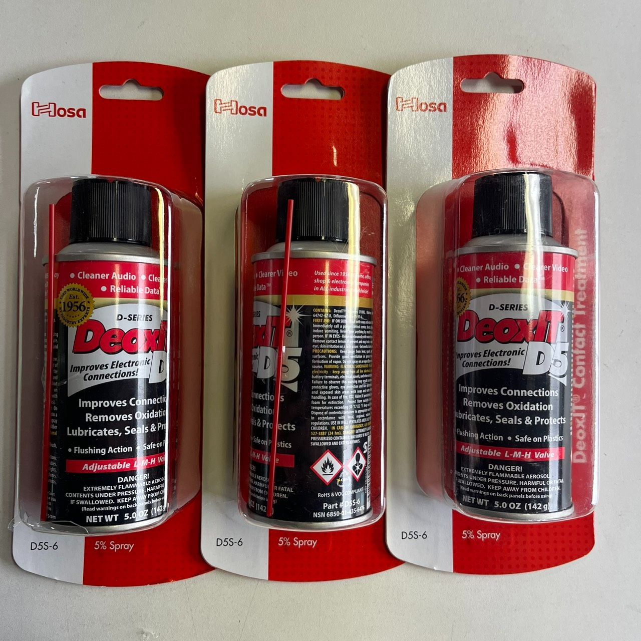 Hosa DeoxIT D 5 接点復活剤 5%スプレー 142 g S-6 3本セット オーディオ 楽器 メンテナンス