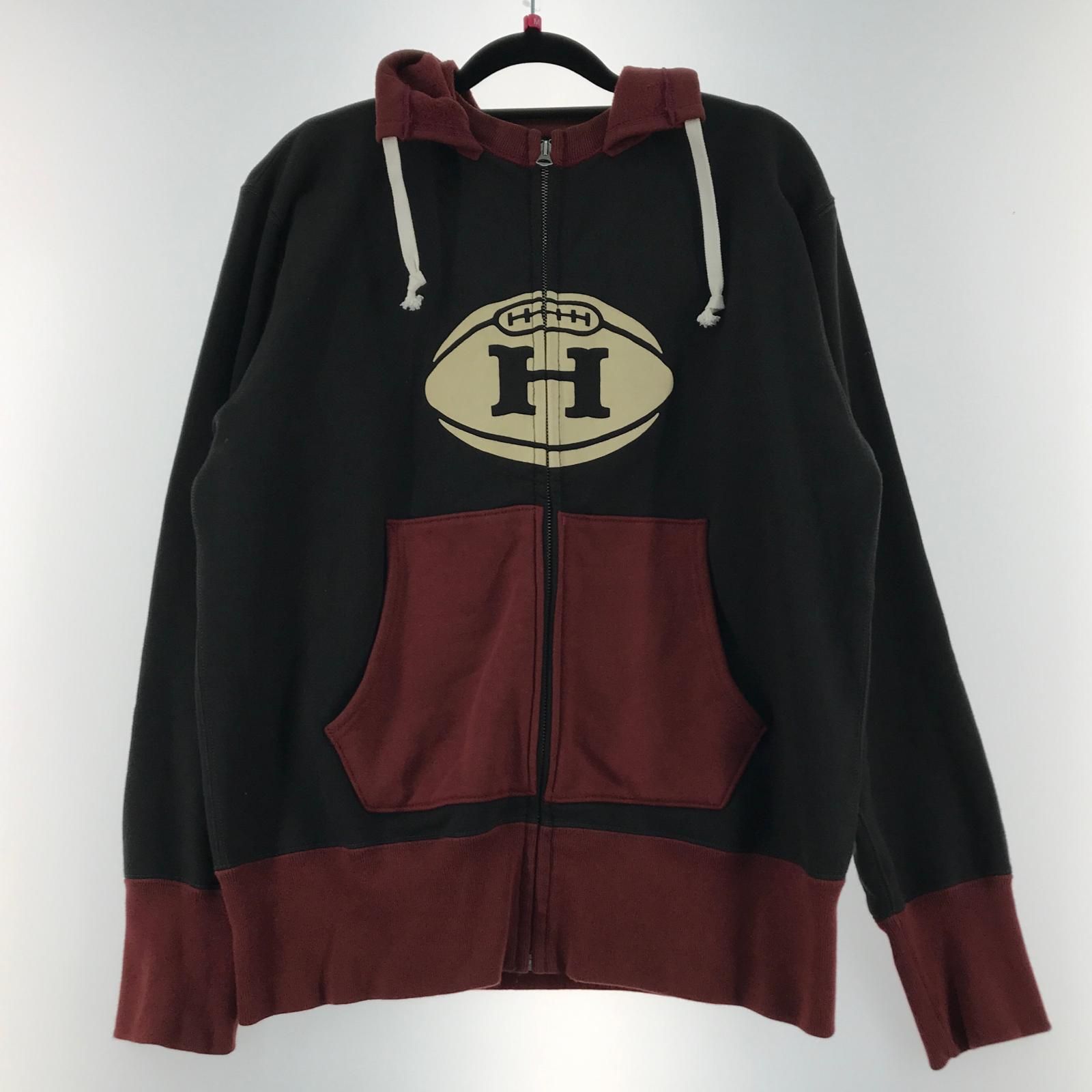 フリーホイーラーズ ジップパーカー ブラウン×ブラック SIZE 38 後付けフード クリムゾン