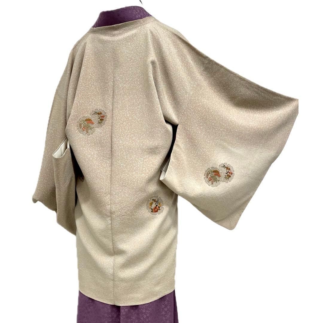 着物と帯 時流 コ251034◆正絹 道行コート◆刺繍 たたき染 野菜