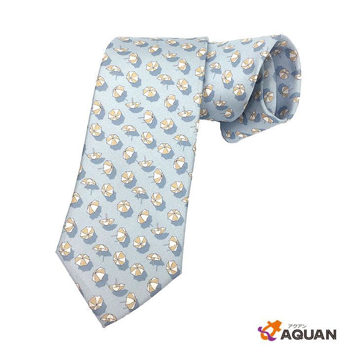 GUCCI グッチ シルク ネクタイ 傘柄 ライトブルー系 ♥ aq 2722