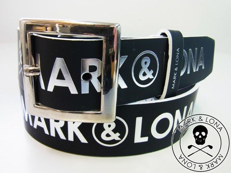 MARK-LONA マーク-ロナ ビッグロゴ総柄プリントベルト 3 MLF-0 C-FB 05-A ブラック黒シルバー銀