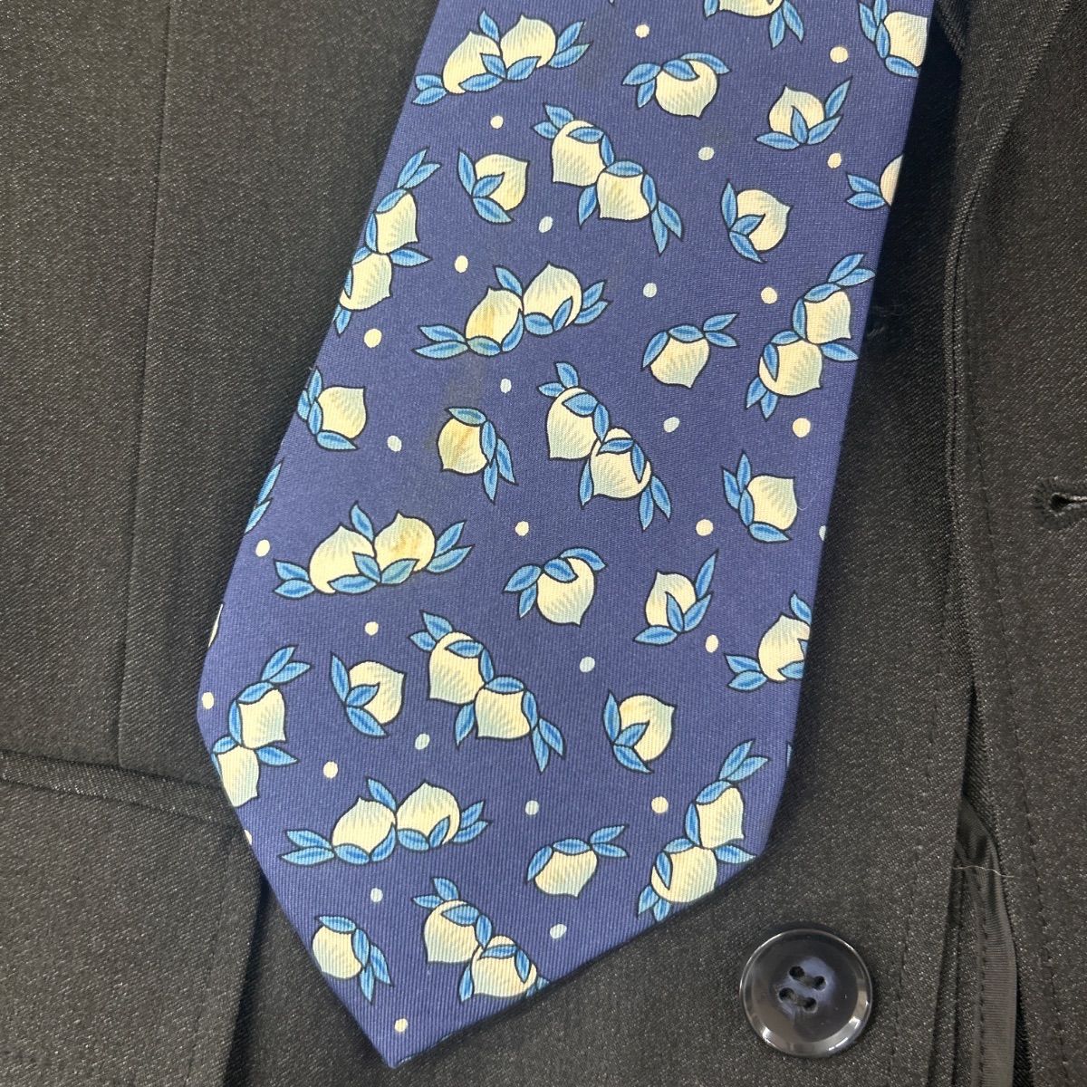 HERMES エルメス シルクネクタイ 花柄 ブルー系 - メルカリ