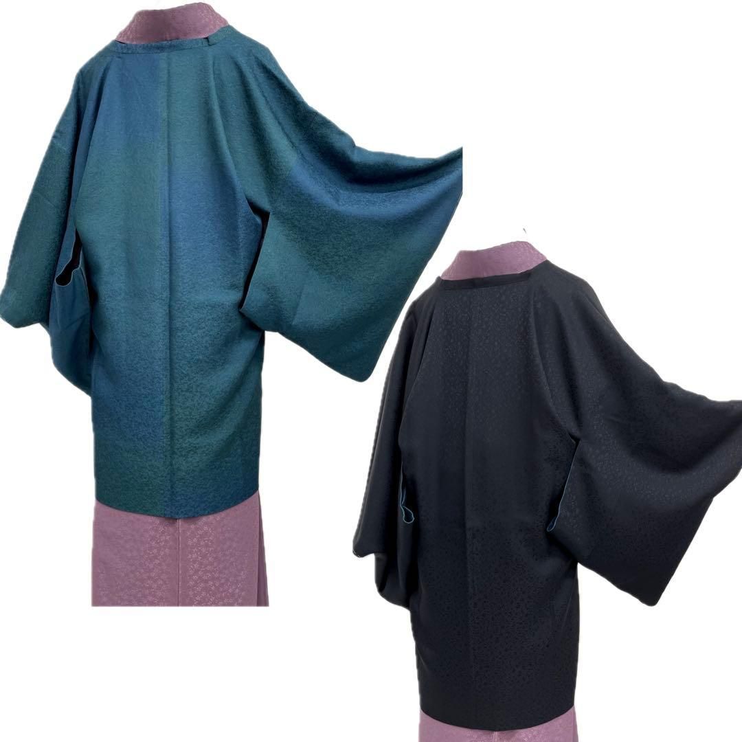 着物と帯 時流 コ251032◆リバーシブル道行コート◆銀通し ♥品