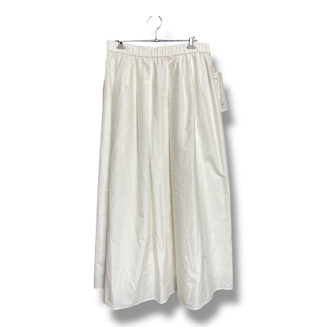 ♥ タグ付き Liliane Burty リリアンビューティ 米沢織 シルクコットンスカート ウエストゴム ロングスカート レディース サイズL ホワイト 春 22 No.K 1201