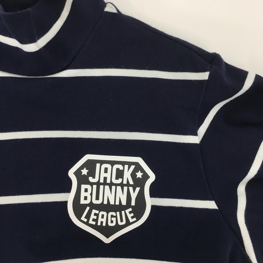 美品】ジャックバニー 長袖ハイネックシャツ ネイビー×白 ボーダー