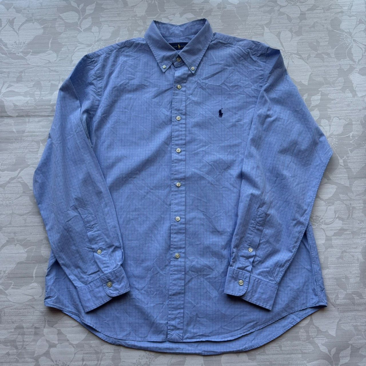 ラルフローレン 長袖シャツ ボタンダウン チェック ポニーロゴ コットン ブルー RALPH LAUREN ラルフローレン ボタンダウンチェックシャツ ブルー Size