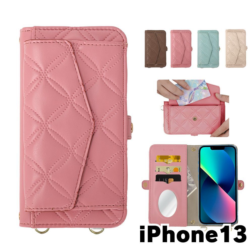 新品未使用】 iPhone13 アイフォン13 ストラップ付き 手帳型スマホ