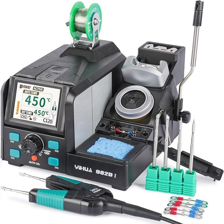 YIHUA 982 D-I 精密ホットピンセットトハンダゴテ はんだごて 自動温度アジャスト スリープモード フルカラーディスプレイ 電子作業用