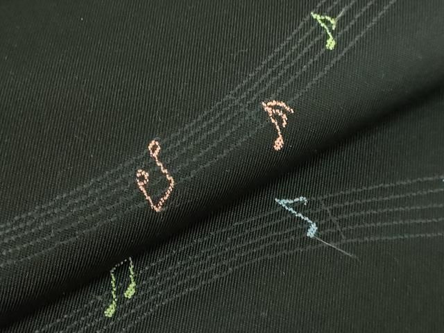  平和屋着物● 上 あやめ藤本謹製 六通柄袋帯 ピアノ 黒地 kh 6 袋帯 帯