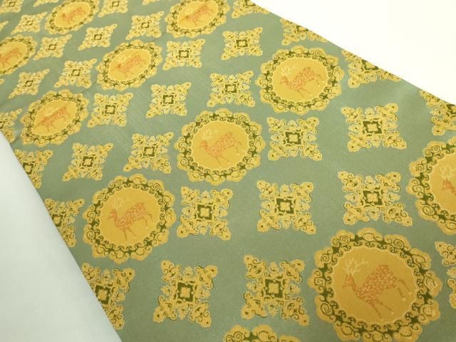 平和屋着物● 上 両面 全通柄袋帯 龍村晋柄 正倉院鹿唐草文 金糸 kh 6