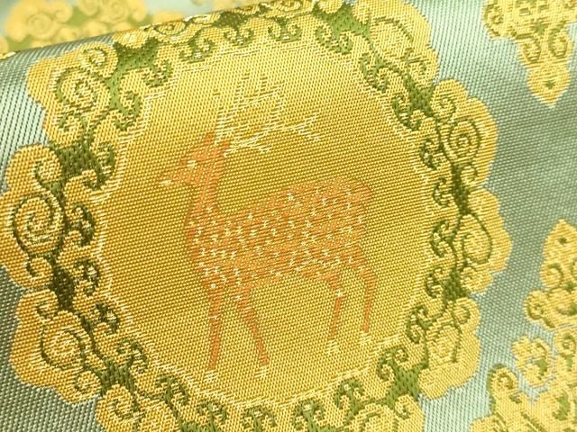  平和屋着物● 上 両面 全通柄袋帯 龍村晋柄 正倉院鹿唐草文 金糸 kh 6 袋帯 帯