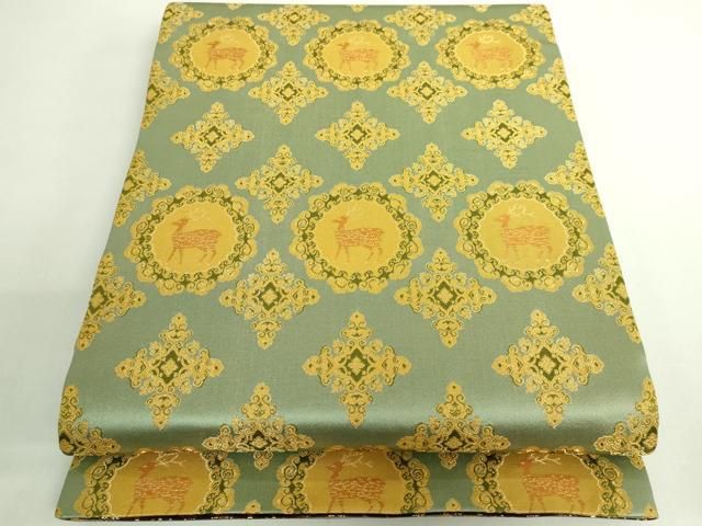 平和屋着物● 上 両面 全通柄袋帯 龍村晋柄 正倉院鹿唐草文 金糸 kh 6