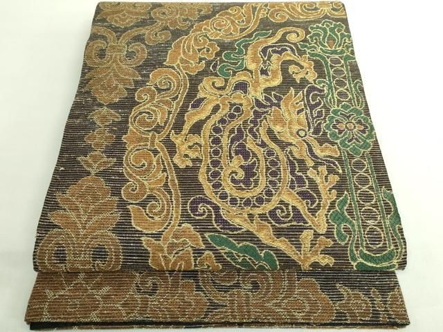 平和屋着物● 上 創業280年 誉田屋源兵衛 六通柄袋帯 龍 金糸 kh 6