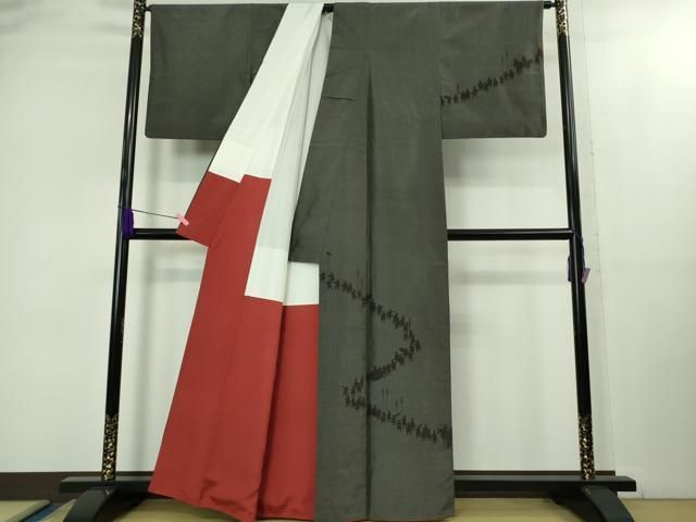 平和屋着物● 上 塩沢紬 訪問着 200亀甲 大名行列 kh 6