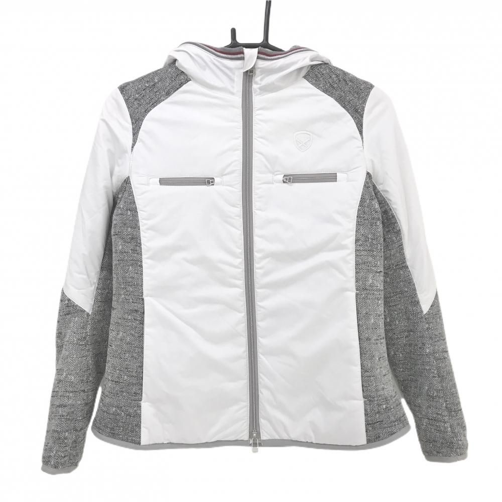 セントアンドリュース フード付中綿ニットジャケット 白 グレー 一部ニット 蓄熱裏地 レディース S ゴルフウェア St ANDREWS