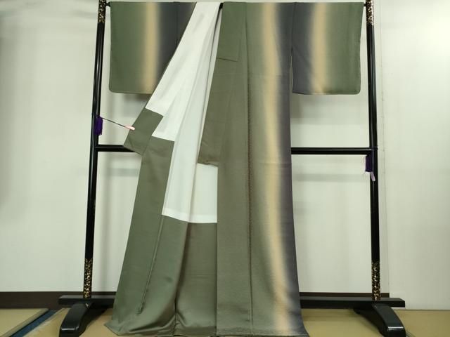 平和屋着物● 上 ファッションデザイナー コシノアヤコ お召 鳳凰笹地紋 暈し染め ロング丈 ♥ kh 6