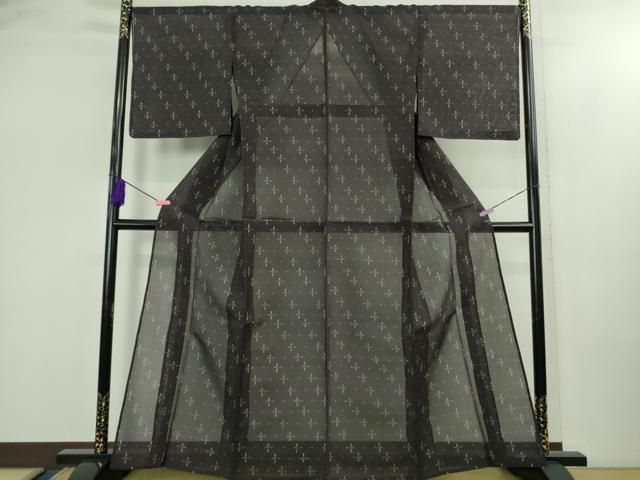 平和屋着物＊極上 夏物 本場琉球絣 夏琉球 十字絣 藍鉄色地 逸品 未