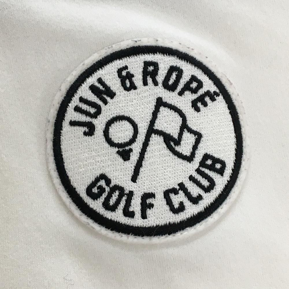 【未着用タグ付き】JUN&ROPE' ゴルフ トップス 新品 ジュンアンドロペ 長袖ポロシャツ 白×レッド リブライン ワッペン